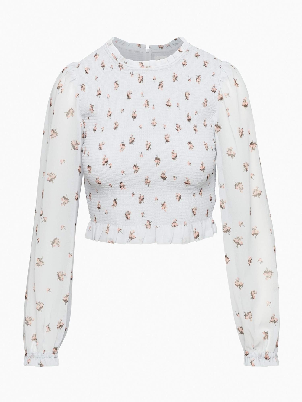 NWOT Aritzia Wilfred Tempest Smocked Blouse - Frozen Grey/Coral Blush Size M